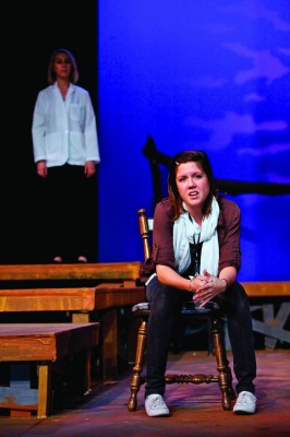 Senior Mackie Louis performs a monologue from "The Laramie Project". Southwest was one of four schools chosen to perform at the State conference.