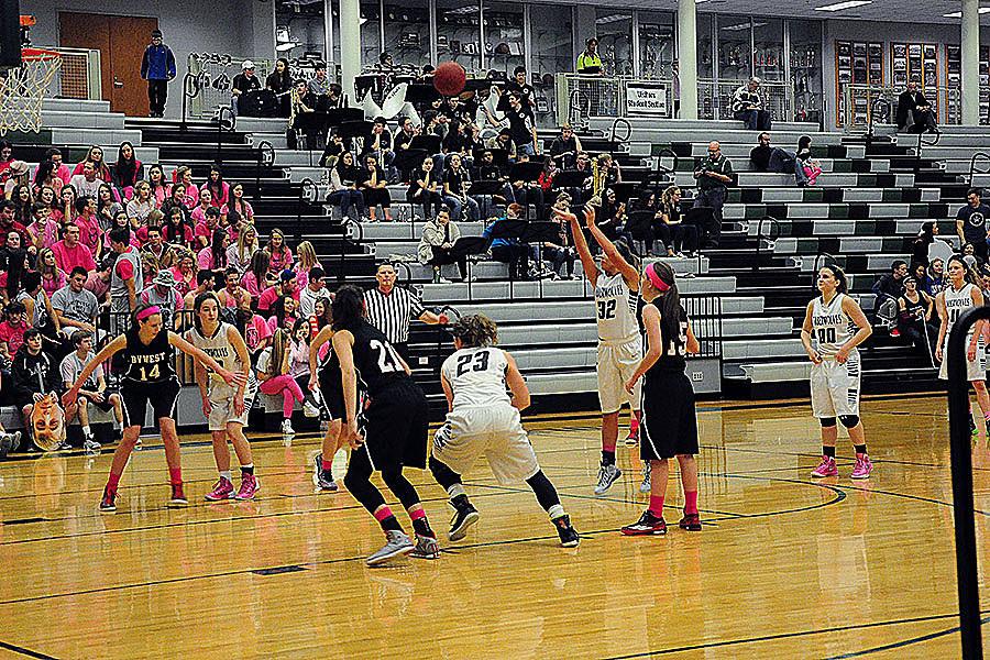 Laura Eldredge shoots free throws against West.