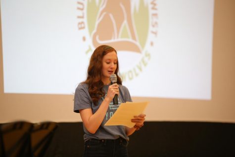 Senior Glenne Harvell speaks at the Mental Health Assembly on Nov. 22.