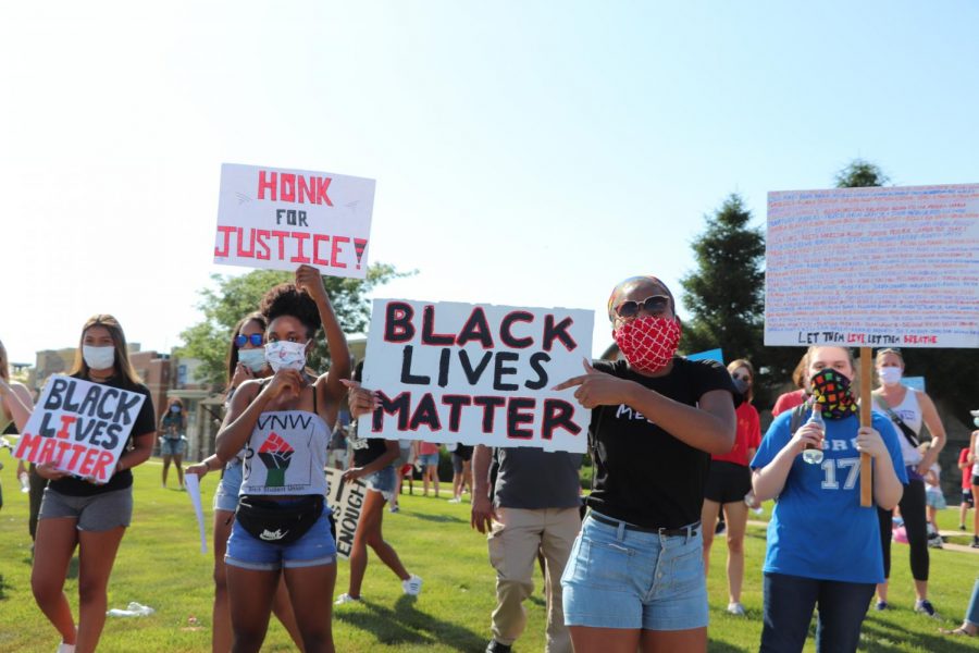 On June 12, protestors from all over the Blue Valley district showed their support at a peaceful protest, organized by BVNW's Black Student Union. Photo by Lianna Shoikhet.
