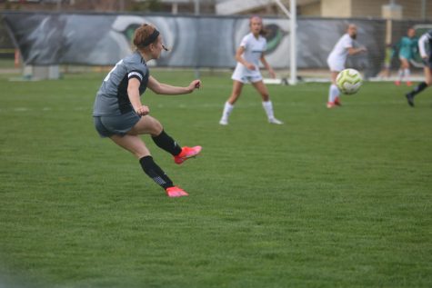 Ashley Lamfers kicks the ball on Tuesdays game. 