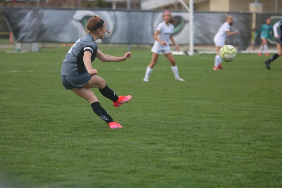 Ashley Lamfers kicks the ball on Tuesday's game. 