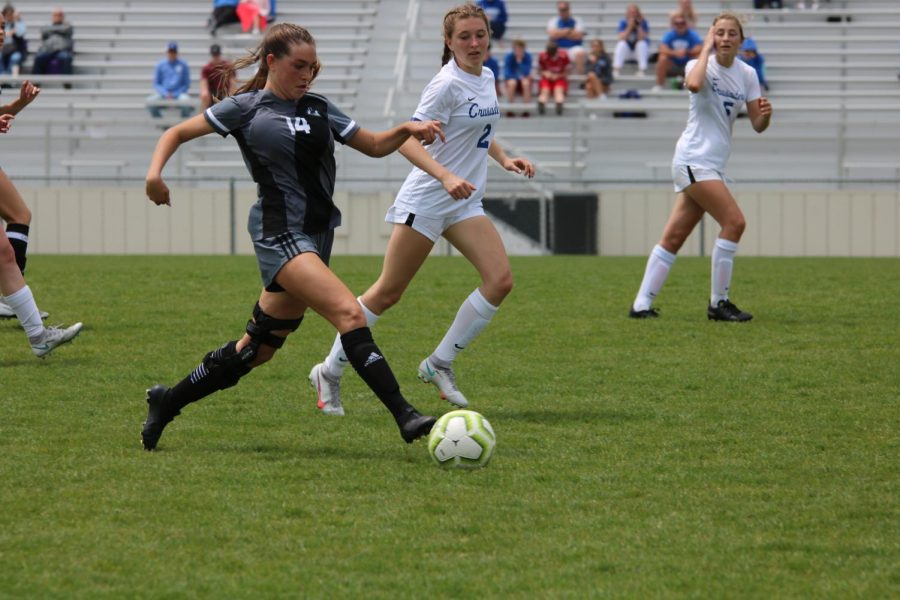 Senior Carlin Blake running towards the goal.