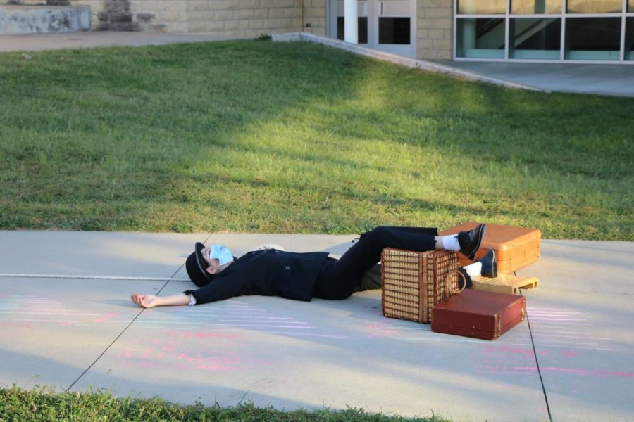 Junior Haley Flood plays Lucky in Waiting for Gadot during a dress rehearsal on Sept. 16.