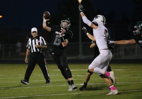 Sophomore Dylan Dunn passes a ball on Oct. 8.