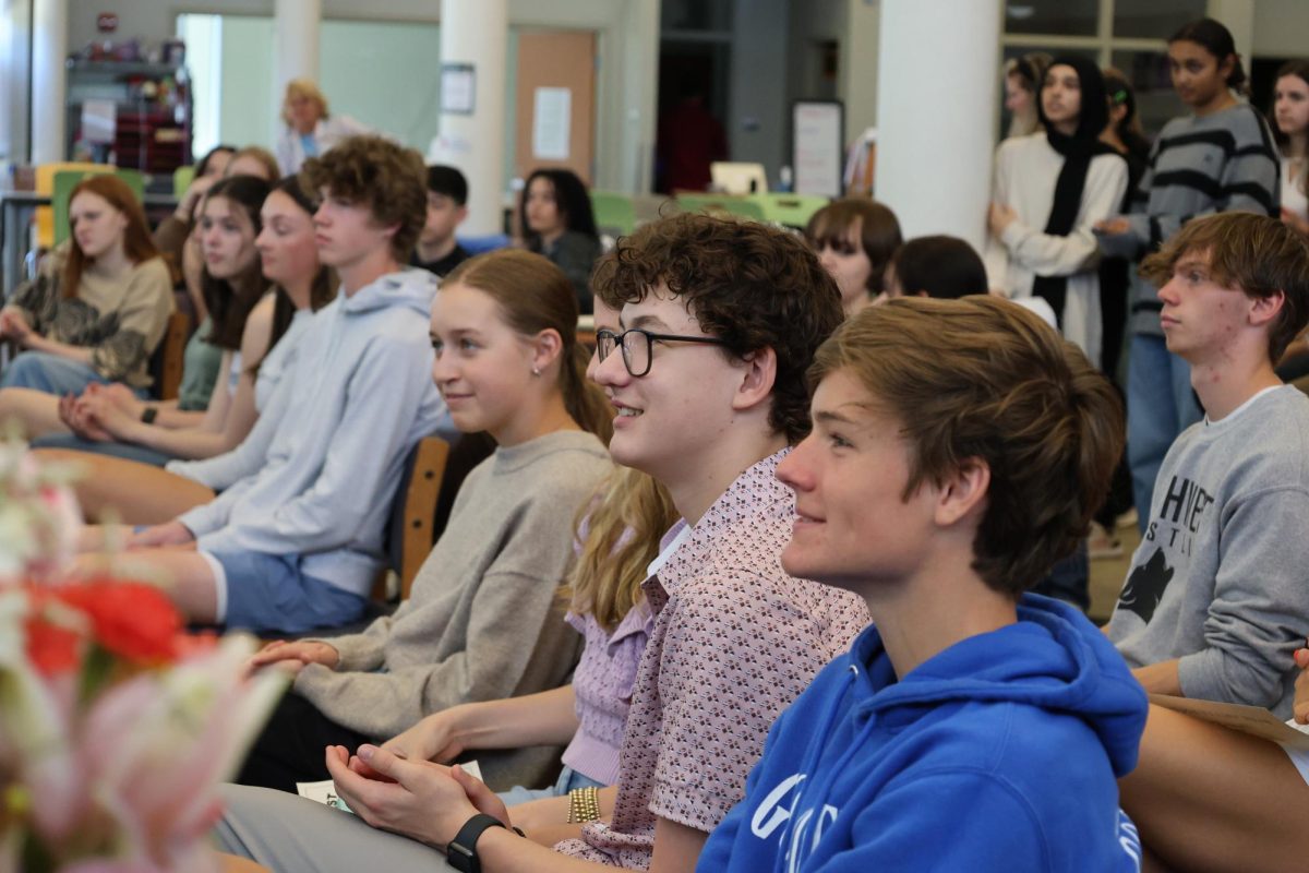 Students watch underclassman awards on May 9. 