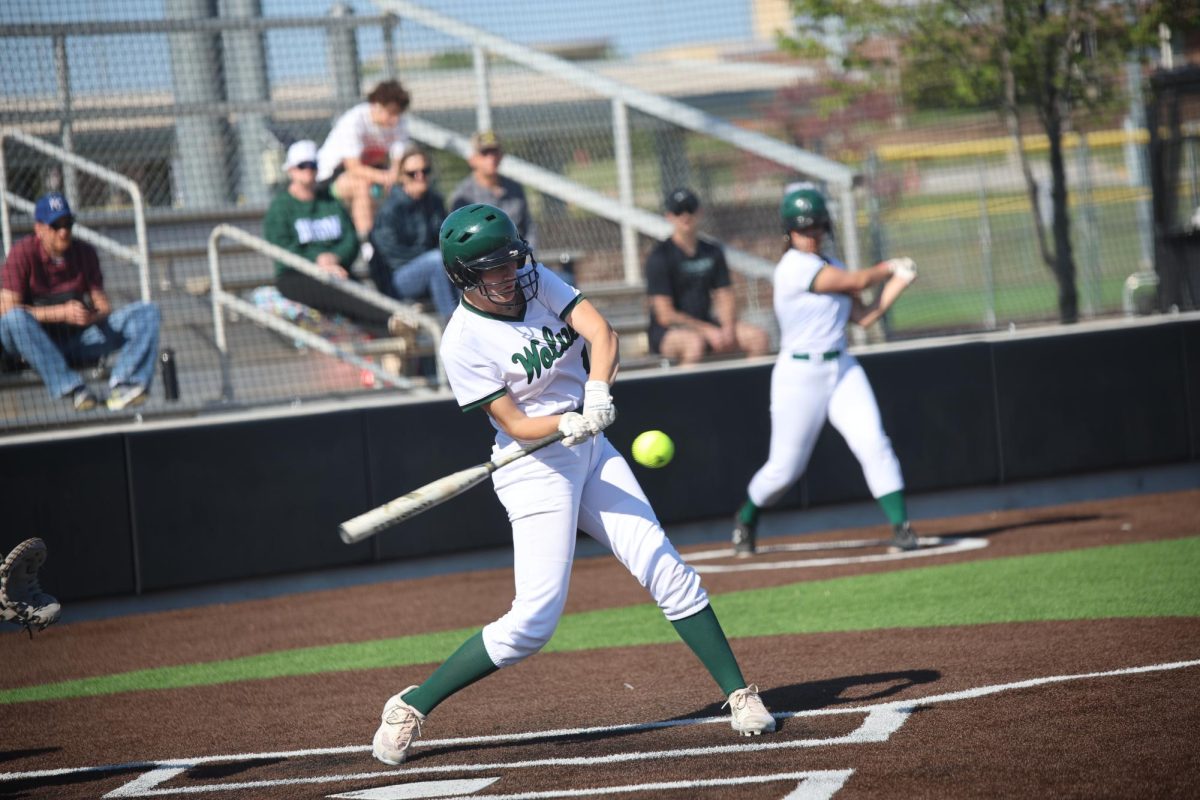 Junior Sophia Johnson swings to hit the ball.
