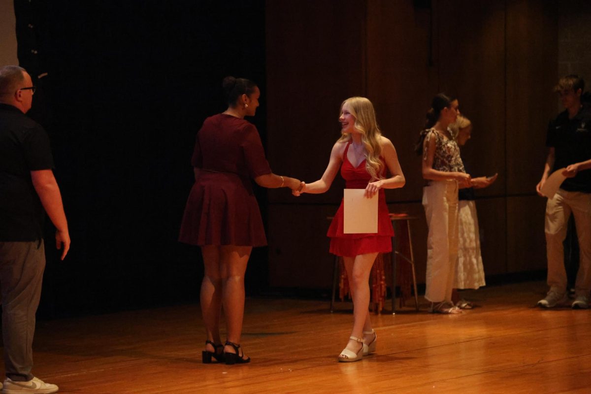 Sophomore Brynn Burks gets inducted into Spanish National Honor Society on April 27. 